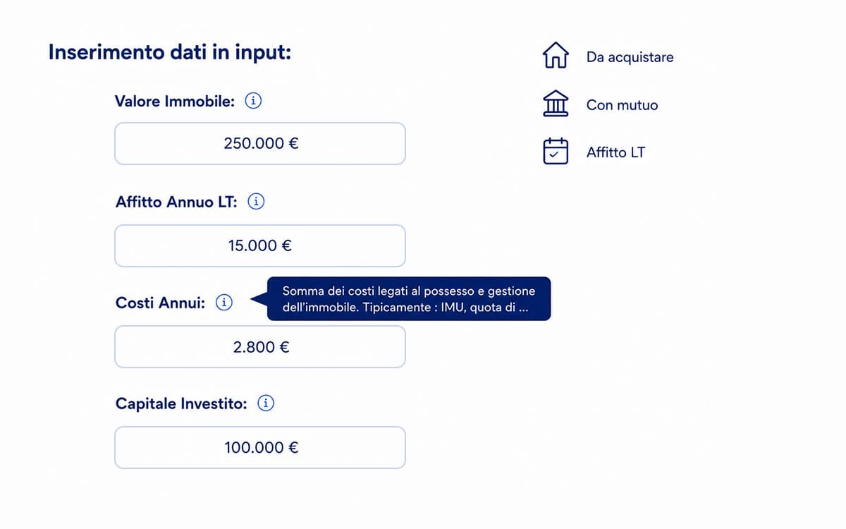 Esempio della schermata inserimento dati